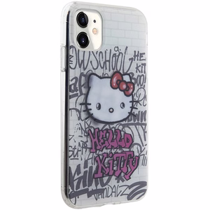 Hello Kitty IML Kitty On Bricks Graffiti Suojakuori iPhone 11 / Xr:lle - valkoinen