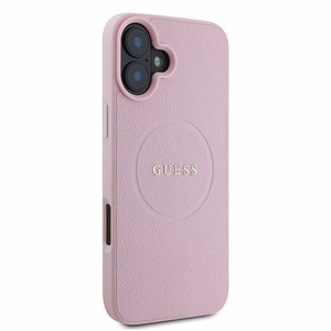 Guess Grained Gold Ring MagSafe Suojakuori iPhone 16 Plus:lle - Vaaleanpunainen