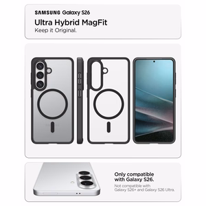 Spigen Ultra Hybrid Mag MagSafe suojakuori Samsung Galaxy S26:lle läpinäkyvä musta