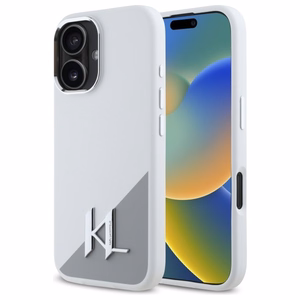 Karl Lagerfeld Silikoninen Initial Metal Logo MagSafe suojakuori iPhone 16:lle - valkoinen