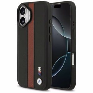 BMW Suojakuori iPhone 17:lle MagSafe-yhteensopiva BMHMP17S25PCPSKR (PU Perfotated Stripe Logo) punainen