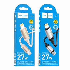 Kaapeli USB-C Lightning Hoco PD 27W 1 m X117 musta