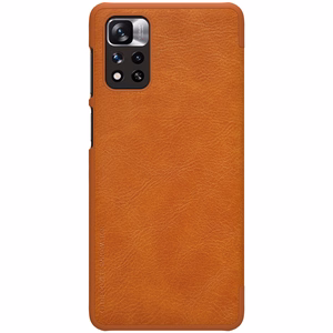 Nillkin Qin Kotelo Asia Asia Xiaomi Redmi Note 11 Pro + (Kiina) / Redmi Note 11 Pro (Kiina) / Mi11i HyperCharge Camera Protector Holster Cover Flip Case Brown
