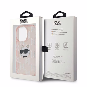 Karl Lagerfeld IML Choupette Head & Monogram suojakuori iPhone 14 Pro Max:lle - vaaleanpunainen