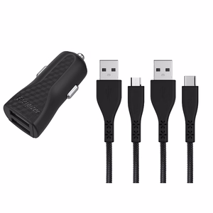 Energizer HardCase DC2BLCMM autolaturi, 2 × USB-A, 2,4 A, USB-C- ja Micro-USB-kaapelilla, musta
