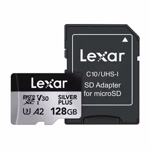 Lexar High-Performance Silver Plus microSDXC -muistikortti 128 Gt + sovitin