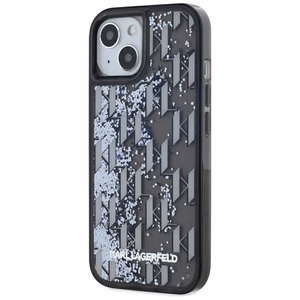 Karl Lagerfeld Liquide Glitter Monogram Gradient Suojakuori iPhone 15:lle - musta