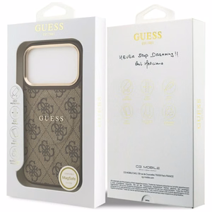 Guess 4G PU Classic Logo MagSafe -suojakuori iPhone 17 Pro - ruskea