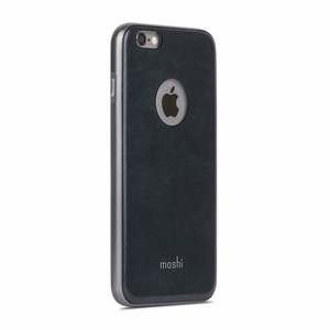 Moshi iGlaze Napa hybrid case with vegan-leather back for iPhone 6s Plus / 6 Plus, Midnight Blue
