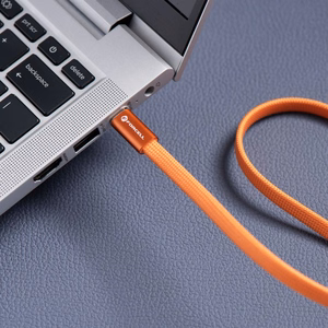 Kaapeli USB-C - USB-C Forcell F-Energy QC4.0 PD 3A 60 W Cafule Flat 1,2 m CCFN23 oranssi