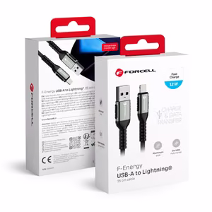 USB A to Lightning cable Forcell F-Energy 2.4A 12W Cafule 0.25 m C257 black