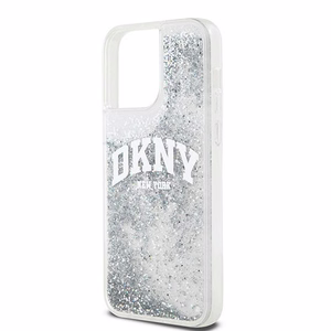 DKNY suojakuori iPhone 15 Pro Max 6,7' DKHCP15XLBNAET valkoinen HC nestemäiset kimalteet kaarilogolla