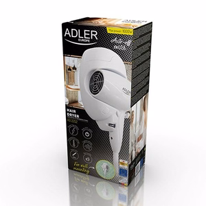 Adler AD 2252 – hotelli- ja uimahallihiustenkuivain, 1600 W, 2 lämpötila-asetusta, valkoinen