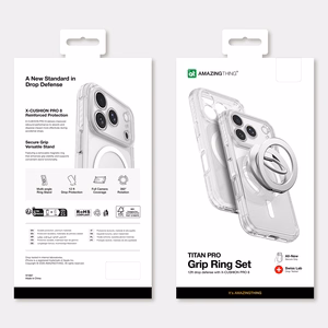 AmazingThing Titan Pro Lens Ring Set suojakuori mallille iPhone 18 Pro, kameransuojuksella ja magneettirenkaalla, MagSafe-yhteensopiva – väri: läpinäkyvä