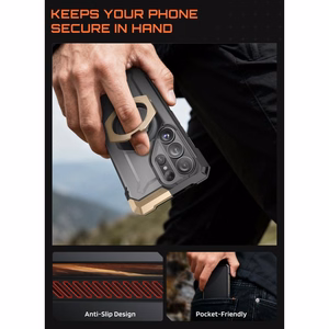 Supcase UB Grip Mag MagSafe Suojakuori Samsung Galaxy S26 Ultralle - Musta ja ruskea