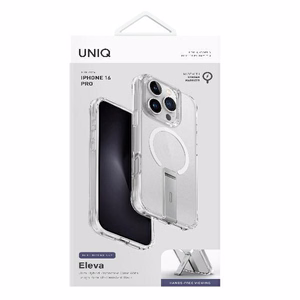 Uniq Eleva Vertica-jalustalla Suojakuori iPhone 16 Pro:lle - läpinäkyvä