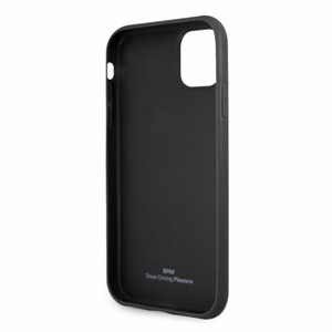 BMW nahkainen rei'itetty kotelo iPhone 11 / Xr - musta