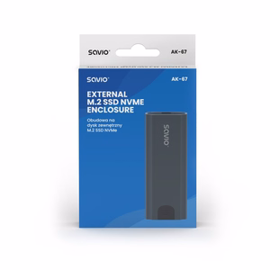 Savio M.2 SSD NVMe external drive enclosure, USB-C 3.1, AK-67, grey