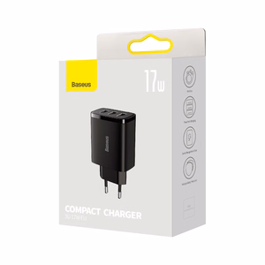 Baseus Compact seinälaturi - 3xUSB - 17W (CCXJ020101) musta