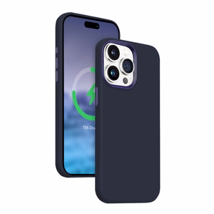 Crong Color Cover LUX Magnetic suojakuori iPhone 15 Pro -laitteelle, MagSafe-yhteensopiva, tummansininen