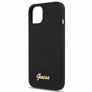 Guess GUHMP13MLSLMGBK iPhone 13 6.1" musta/musta kovakotelo Silikoni Script Gold Logo Magsafe