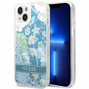 Guess GUHCP14MLFLSN iPhone 14 Plus 6.7 "vihreä / vihreä kovakotelo Kukka Nestemäinen Glitteri