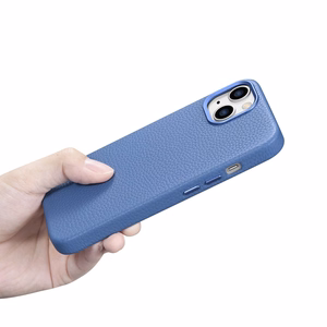 iCarer Litchi Premium Nahkakotelo iPhone 14 Plus Magneettinen nahkakotelo MagSafe vaaleansininen (WMI14220711-LB)