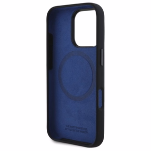 BMW Silikoninen Hexagon Blue Line MagSafe suojakuori iPhone 16 Pro Max:lle - musta