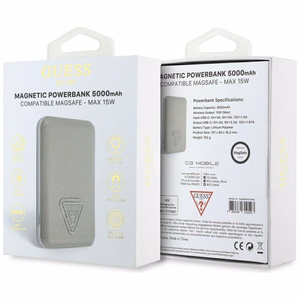 Guess Grained Triangle Varavirtalähde MagSafe 5000mAh 15W USB-C - beige