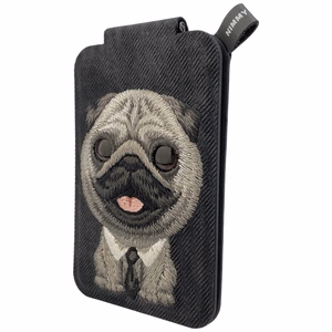 Nimmy New Big-Eye Cute Pets 2.0 Dog MagSafe-magneettikorttikotelo puhelimelle jalustalla – musta