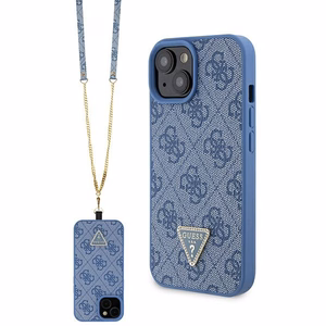 Guess GUHCP15SP4TDSCPB iPhone 15 6,1 sininen/sininen kovakuori Crossbody 4G Metal Logo
