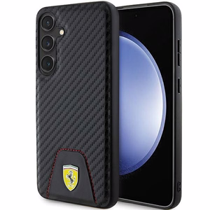 Ferrari Carbon Stitched Bottom Suojakuori Samsung Galaxy S24+:lle - musta