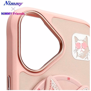 Nimmy Glasses Cool Cat MagSafe Suojakuori iPhone 16:lle - vaaleanpunainen