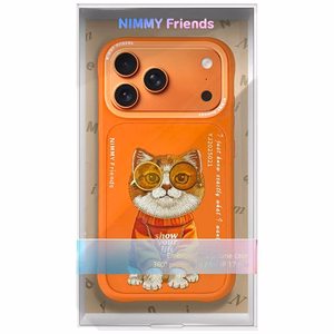 Nimmy Glasses Cool Cat Suojakuori iPhone 17 Prolle - Oranssi