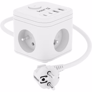 KERG 3-pistorasian virtakuutio + USB-A+USB-C laturi 1.5m 3x1.5mm2 H05VV-F 16A/250V~ Smart valkoinen
