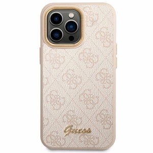 Guess 4G Vintage Gold Logo kotelo iPhone 14 Pro - vaaleanpunainen - vaaleanpunainen