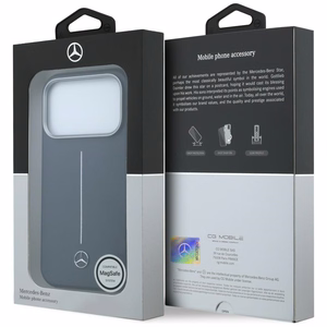 Mercedes nahka Iconic Line MagSafe suojakuori iPhone 17 Pro Max - laivastonsininen