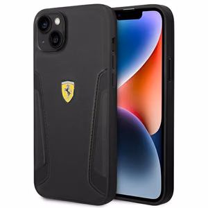Ferrari FEHCP14MRBUK iPhone 14 Plus 6.7" musta/musta kovakotelo nahkainen leima sivut