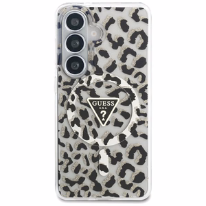 Guess Suojakuori IML Leopard Print Triangle MagSafe Samsung Galaxy S26 -puhelimelle musta