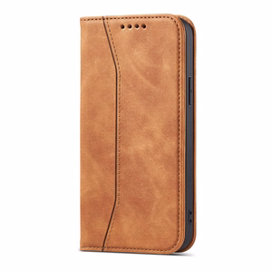 Magneetti Fancy Case Kotelo iPhone 13 Pro Max pussi kortti lompakko kortin haltija Brown