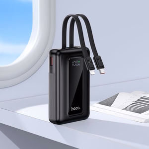 Hoco J162 -varavirtalähde sisäänrakennetuilla USB-C- ja Lightning-kaapeleilla, 10000 mAh, QC, PD, 22,5 W, musta