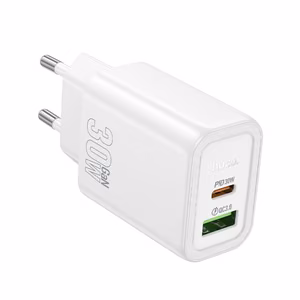 Laturi Hoco N63 30W GaN USB-C/USB-A valkoinen