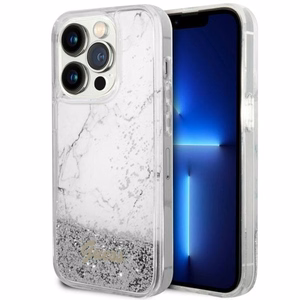 Guess GUHCP14LLCSGSGH iPhone 14 Pro 6.1" valkoinen/valkoinen hardcase Liquid Glitter Marble