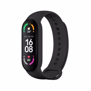 Silikoninen hihna Xiaomi Mi Band 5 / 6 / 7:lle musta (01)