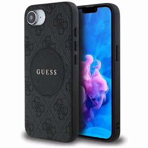 Guess HC MagSafe PU 4G Circle with Classic Logo Suojakuori iPhone 16e:lle - Musta