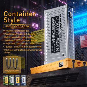 WEKOME WP-339 Container Series varavirtalähde, 10000 mAh, PD 20 W + QC 22,5 W, sisäänrakennetuilla USB-C- ja Lightning-kaapeleilla, hopeanvärinen