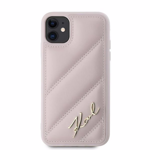 Karl Lagerfeld Diagonal Quilted Script Suojakuori iPhone 11 / Xr:lle - vaaleanpunainen