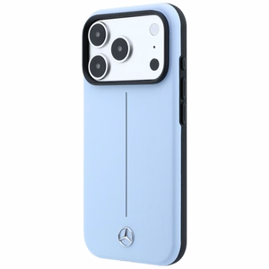 Mercedes Semi Wrap Iconic Line MagSafe nahkainen suojakuori malleille iPhone 18 Pro Max / 17 Pro Max, sininen