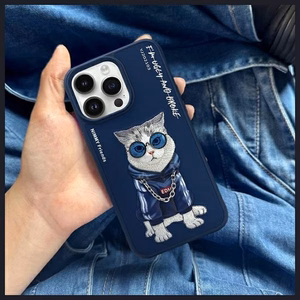 NIMMY Suojakuori GLASSES COOL CAT iPhone 15 Pro:lle sininen