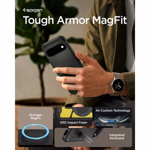 Spigen Tough Armor Mag MagSafe -suojakuori Google Pixel 11 -mallille, musta